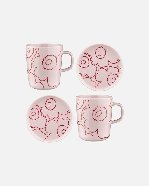 Piirto Unikko Mug+Plate 4 Pcs